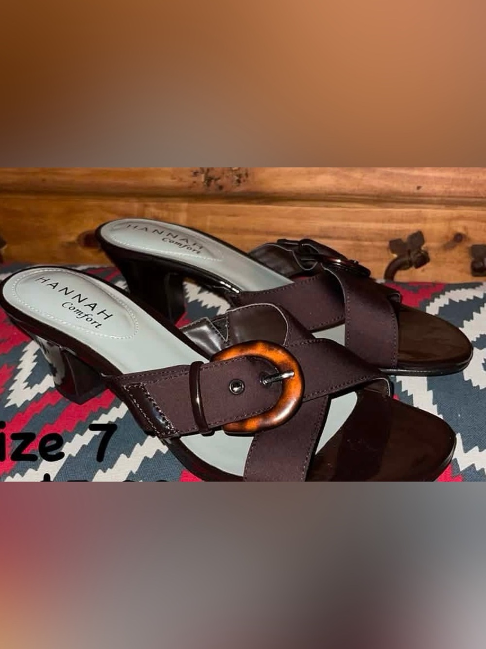 Hannah Dark Brown Buckle Mule Sandals